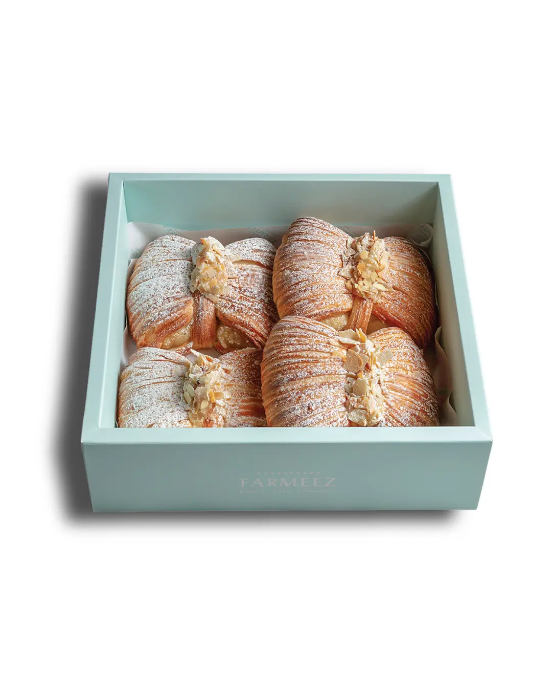 Almond croissant box, soft and crunchy