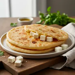 White Cheese Cubes Chapati