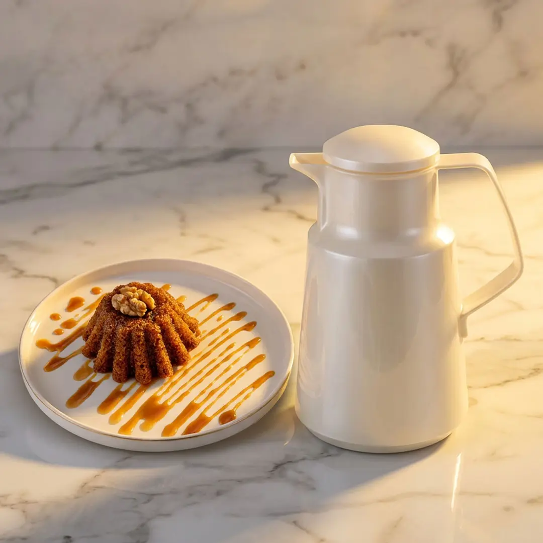 Teapot with date cake