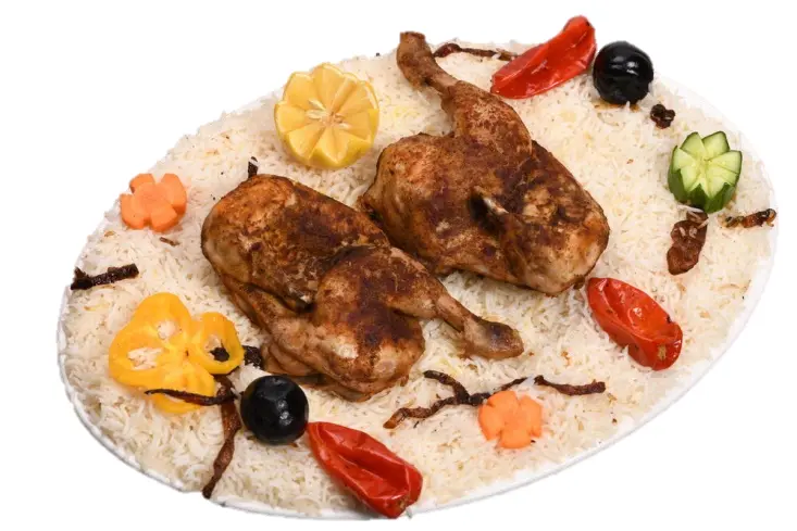 نص دجاج مدفون - مع رز حراق