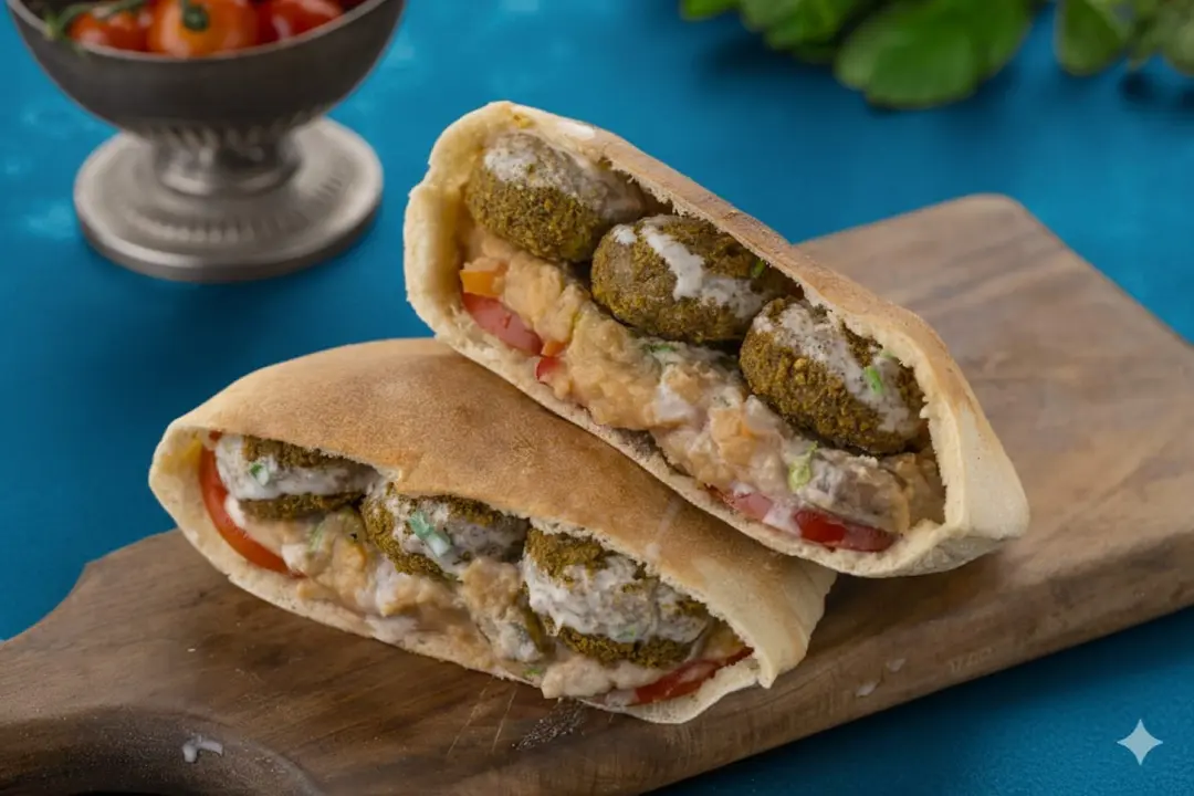 Arabic Foul and Falafel Sandwich