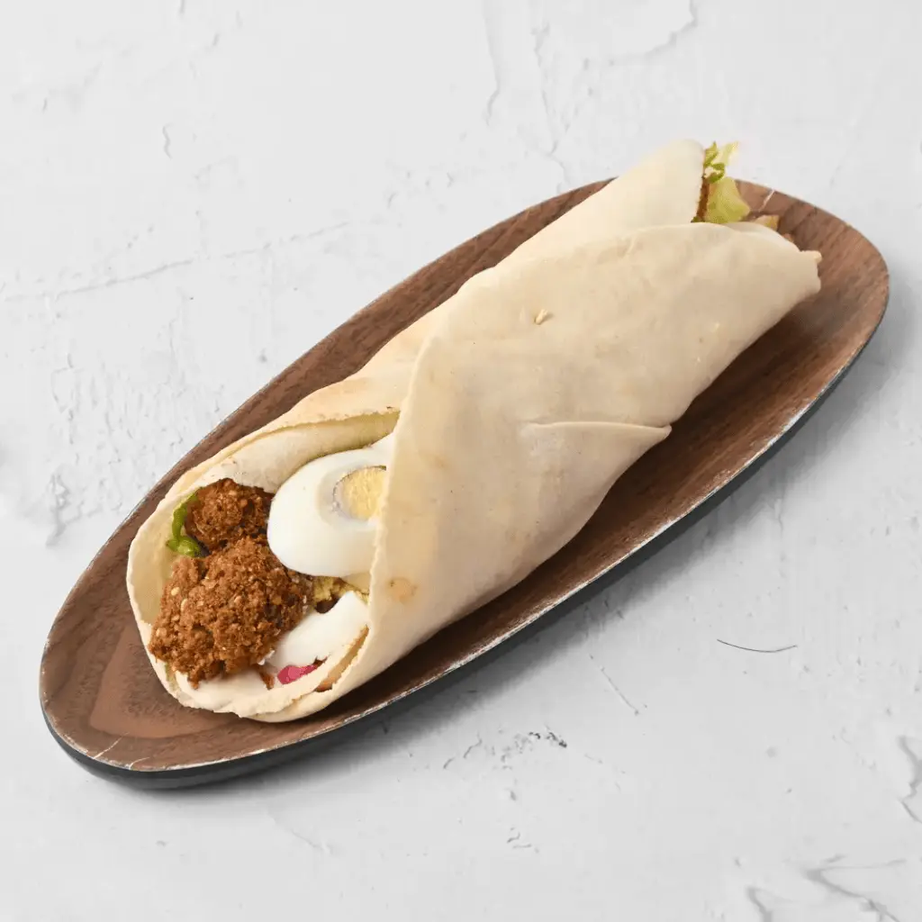 Falafel with Hummus and Egg Sandwich