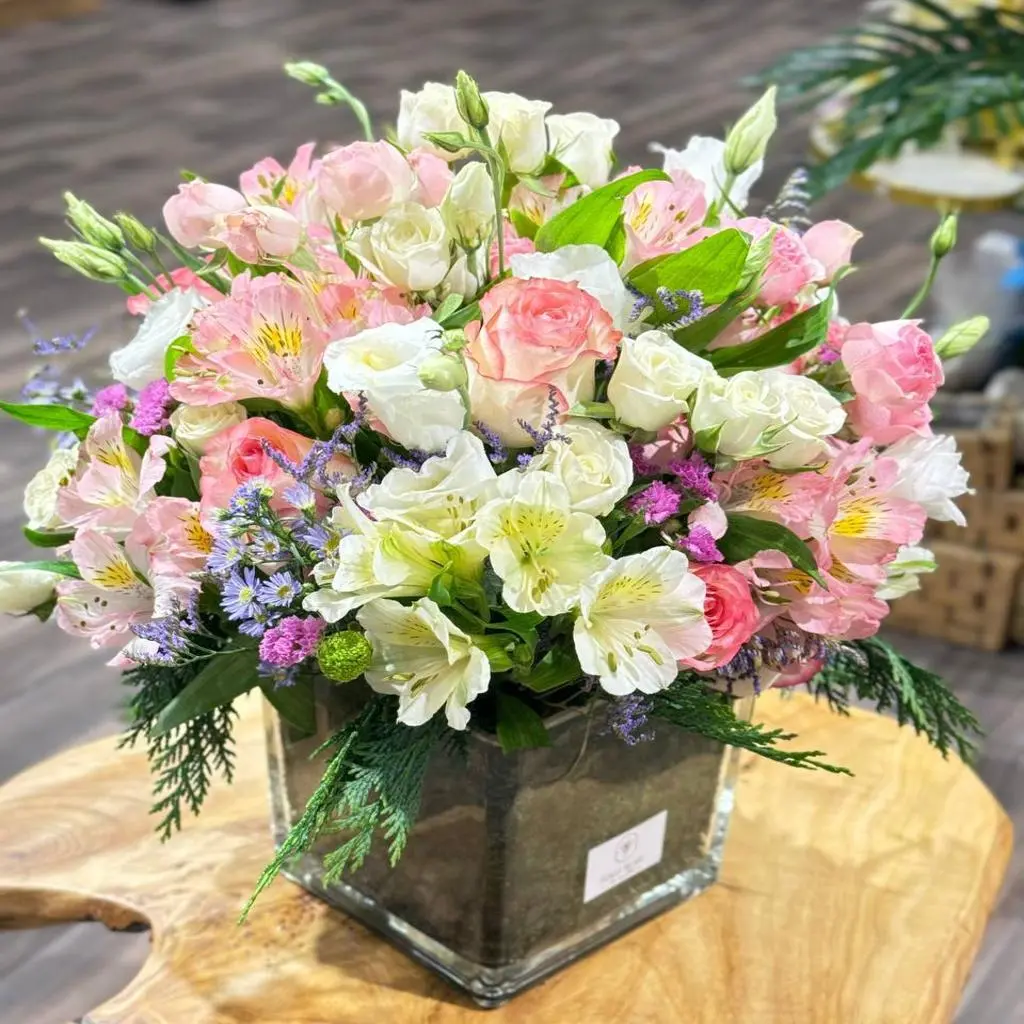 Mixed Square Vase Of Distinctive Types