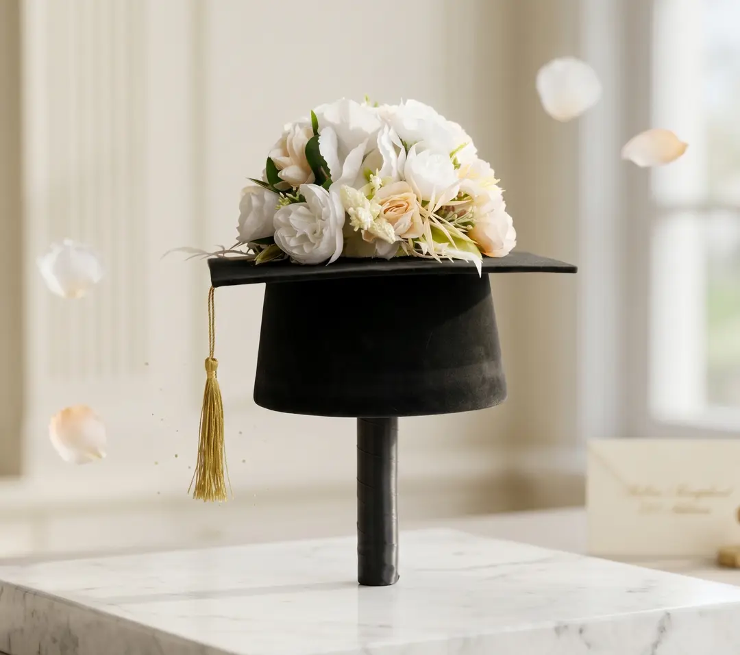 Graduation Cap With Flowers