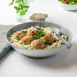 Chicken Meatballs with Cauliflower Risotto (Low Carb)