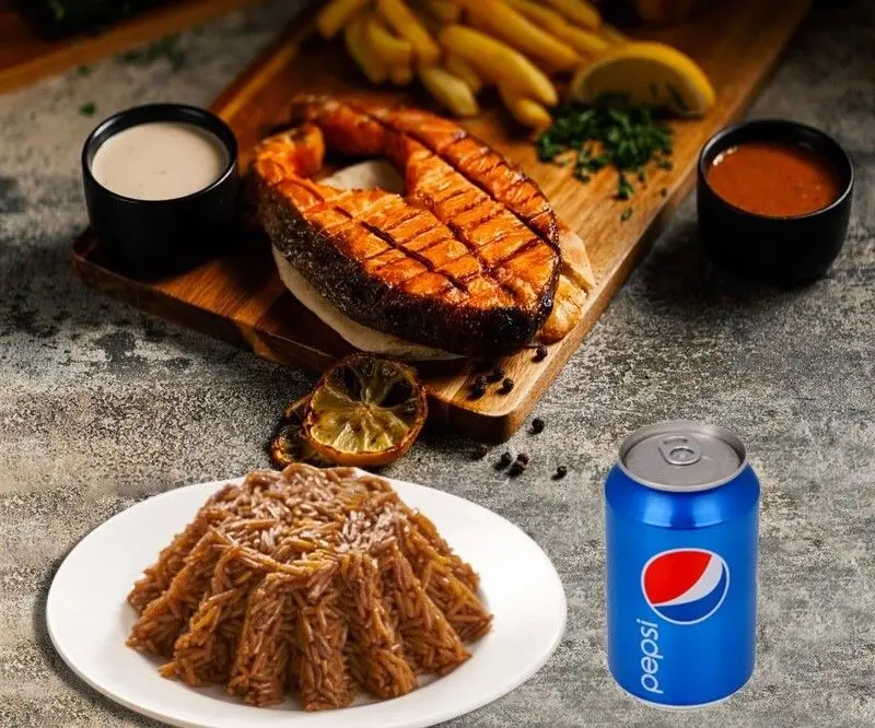 Salmon slices meal for one person