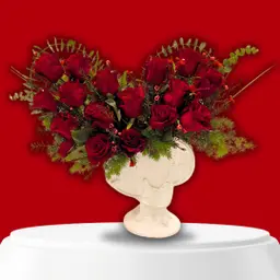 red heart vase