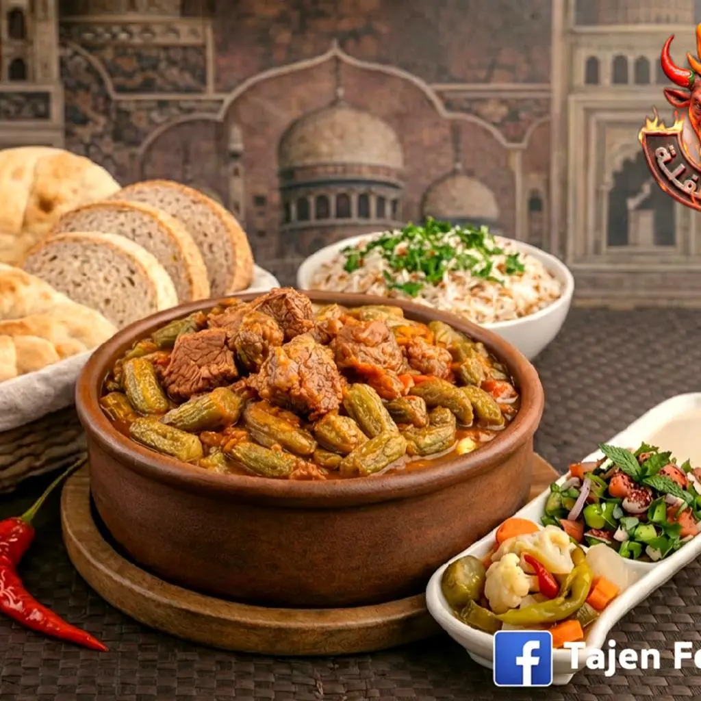 طاجن بامية باللحمة