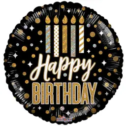 Black Happy Birthday With Candles