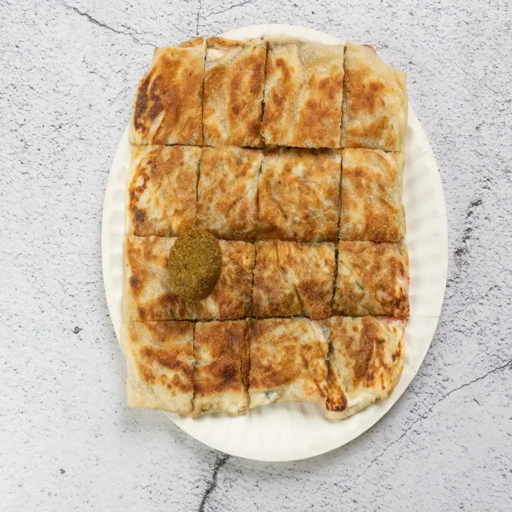 Falafel Muttabak with Labneh