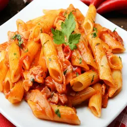 باستا حمراء مع الصوص والجبن