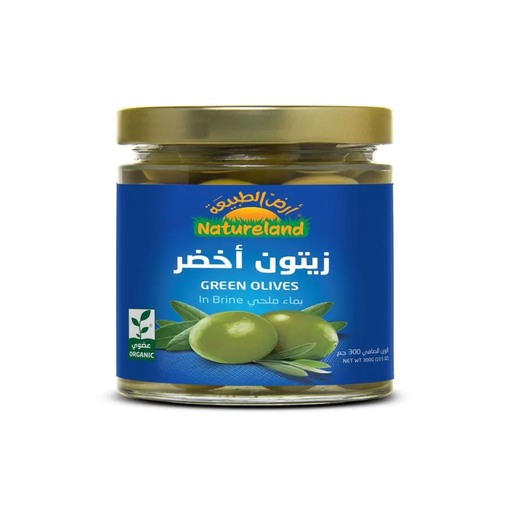 زيتون أخضر بماء ملحي عضوي