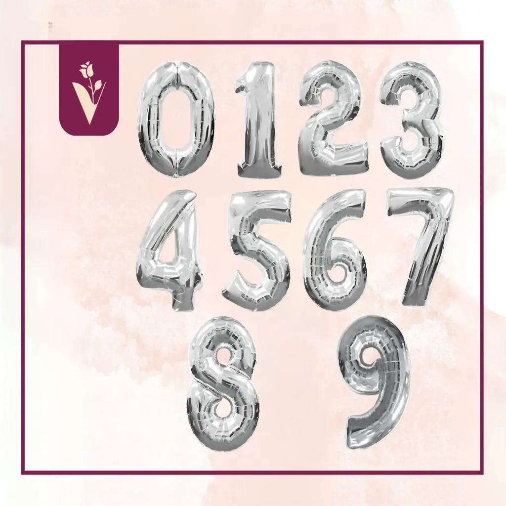 Silver Number Balloons