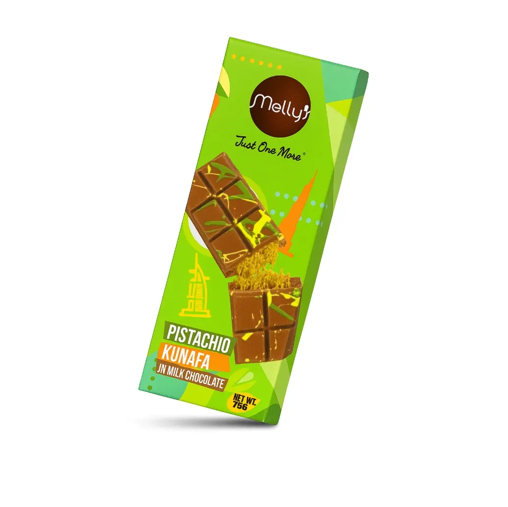 Pistachio kunafa milk chocolate bar