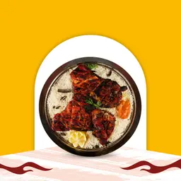 نص دجاج فحم مع الرز الشعبي