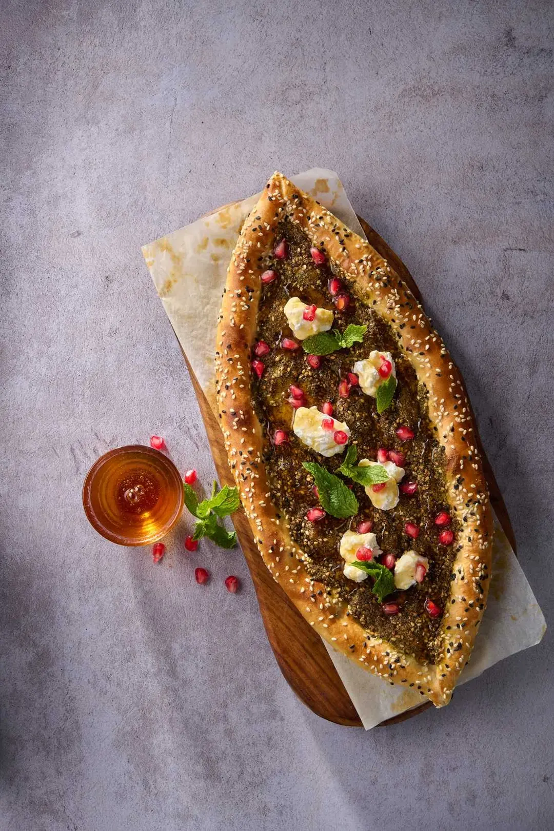 Zaatar & labneh Honey Fatayer