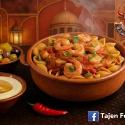 طاجن مكرونة بالجمبري