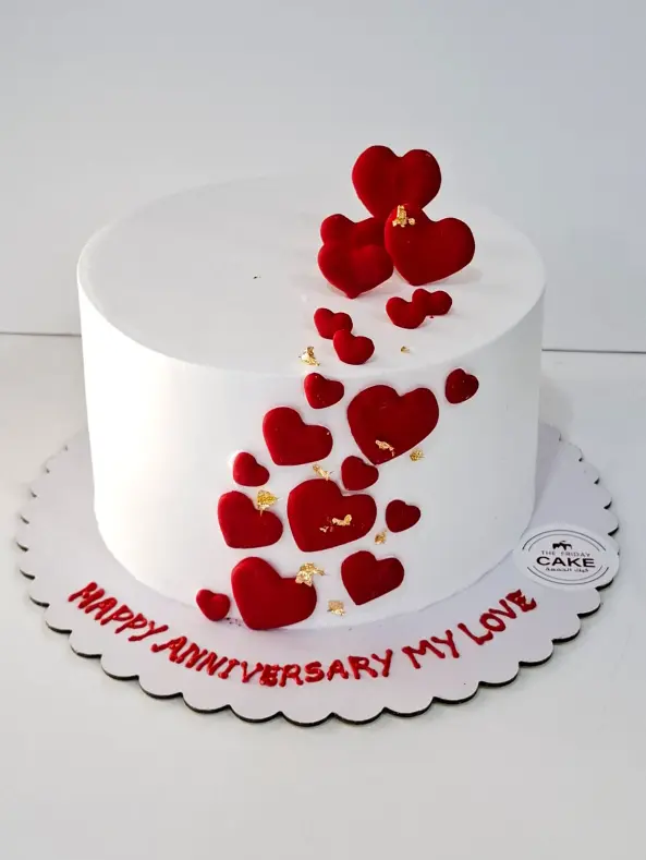 Heart Anniversary Theme Cake