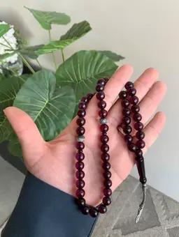 Maroon silver rosary