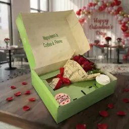 Valentine Coffee Cupcake and Roses Box