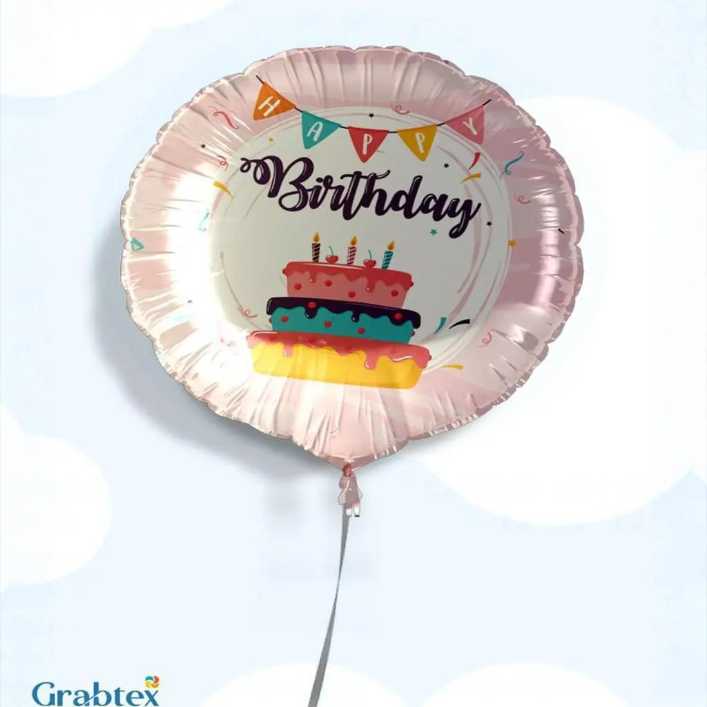 Pink Birthday Balloon With Cake