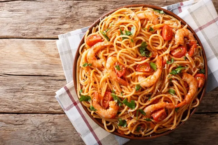 Shrimp Pasta Casserole with Red Sauce