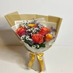 French Bouquet of Rose, Cherry Rigen with Limonium