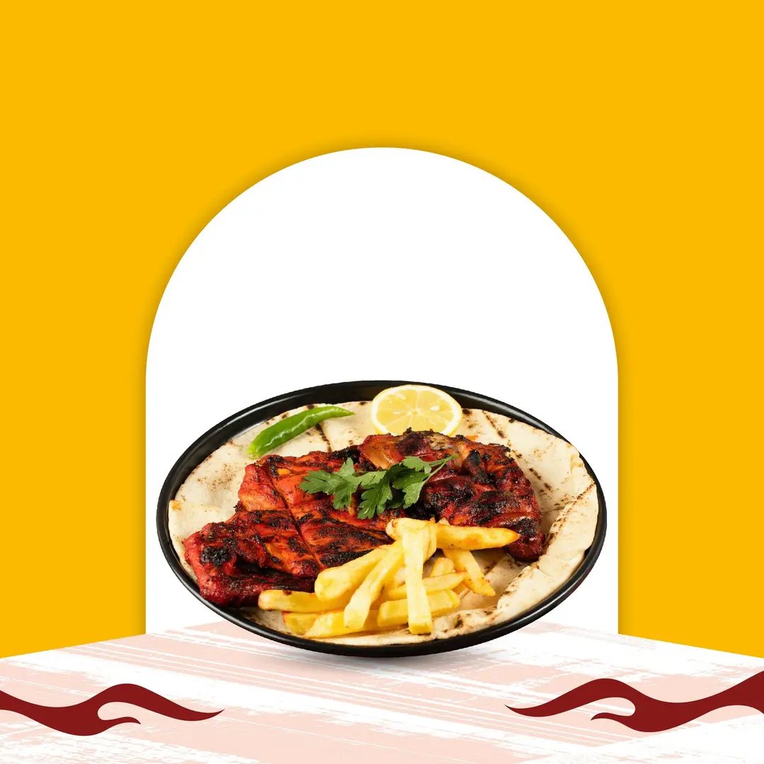 نص دجاج فحم مع البطاطس