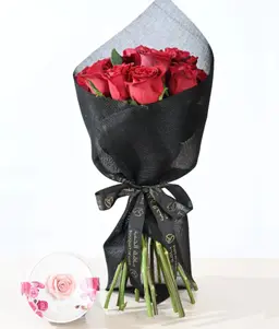Bouquet of flowers with chocolate