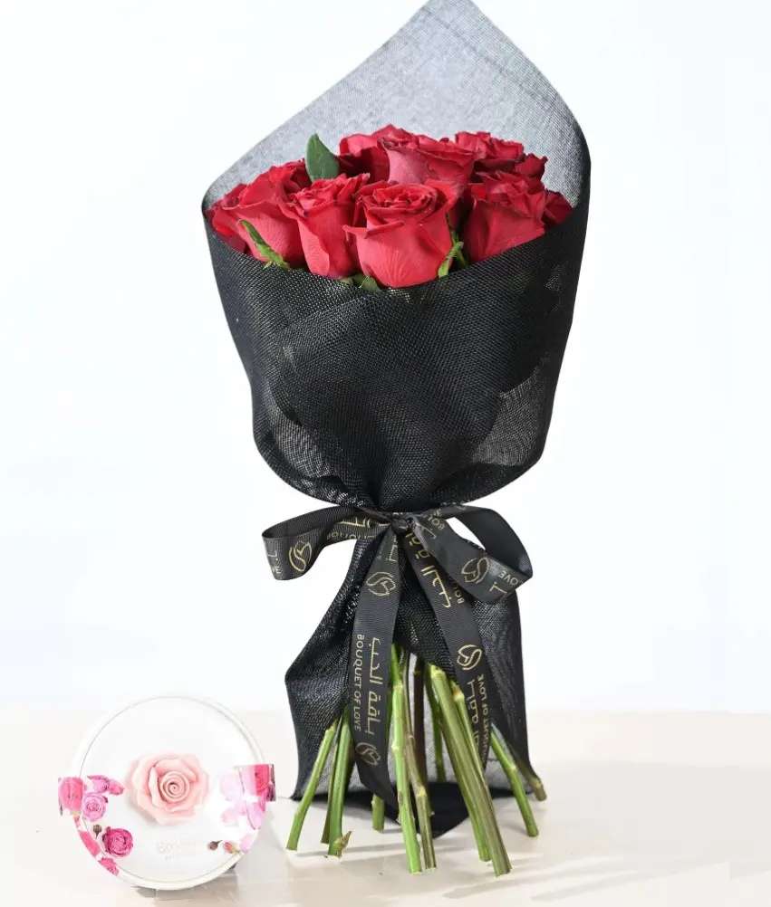 Bouquet of flowers with chocolate