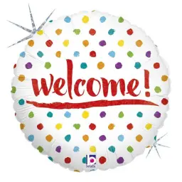 White Dot Welcome Balloon