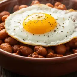 طبق فاصولياء مع بيض