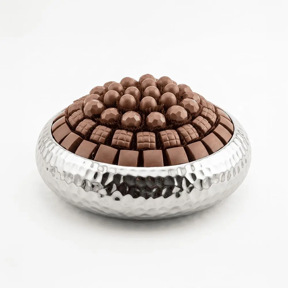 U50 Open Round Silver Steel Tray 650g