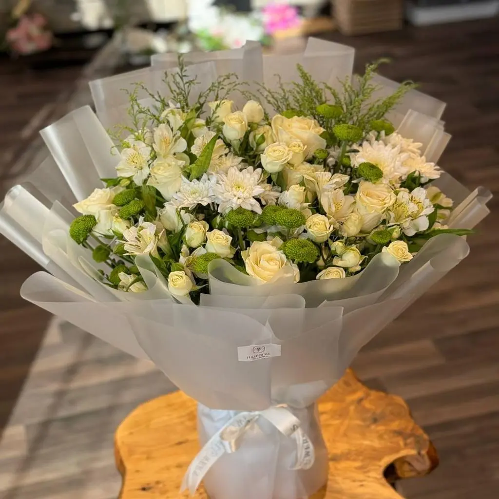 باقة واقفه ابيض
