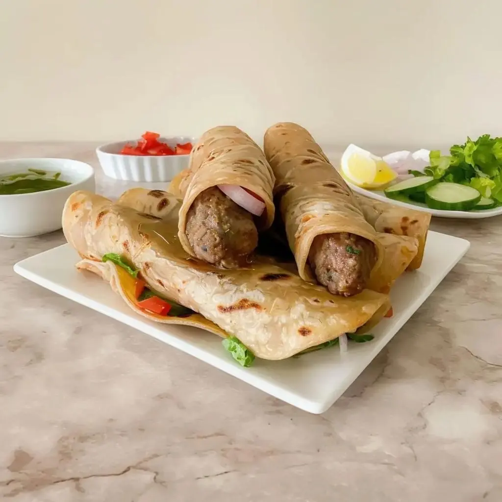 Beef Seekh Kabab Chatni Roll