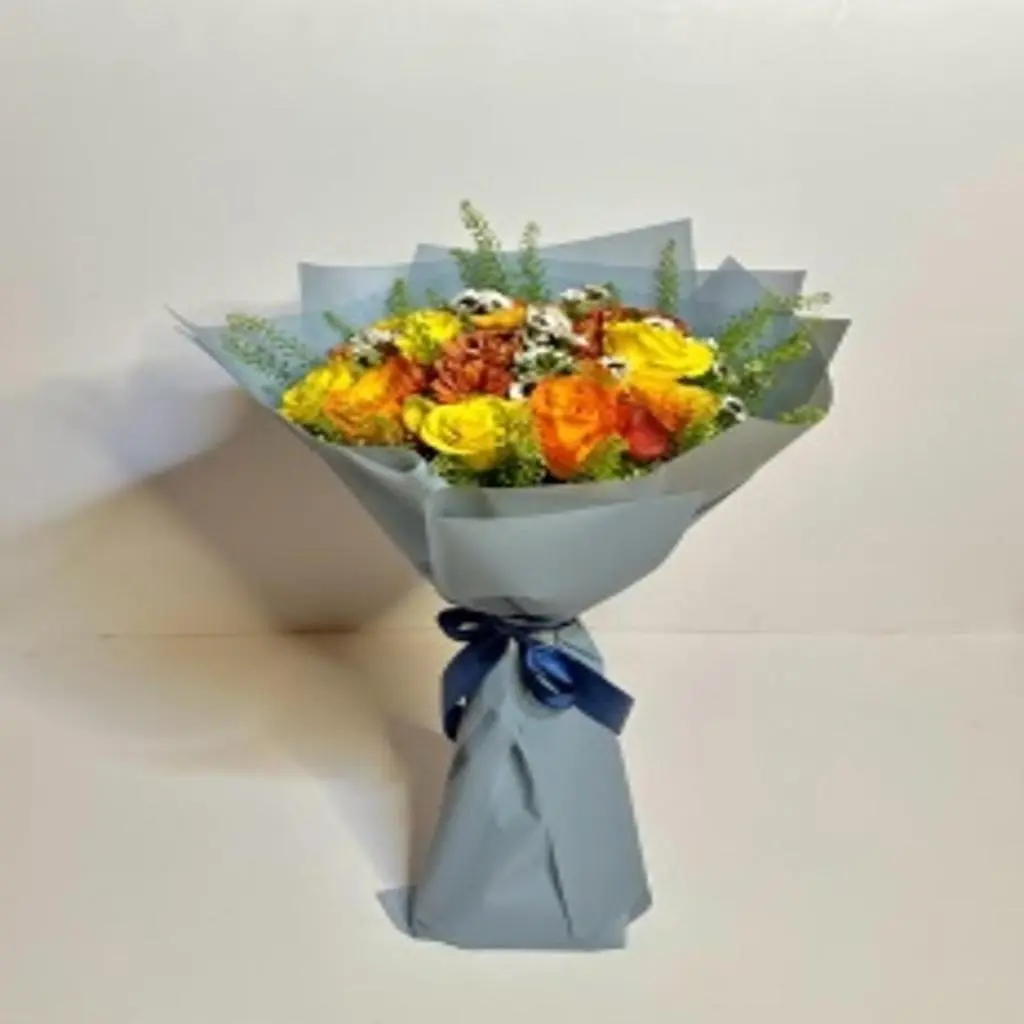 French Bouquet of Casablanca, Damask Rose, and Rigen