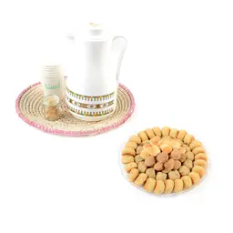 Almond coffee pot basket + assorted maamoul and ghriba plate