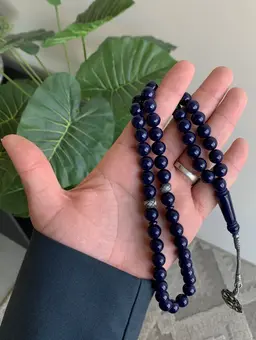 Navy blue silver rosary
