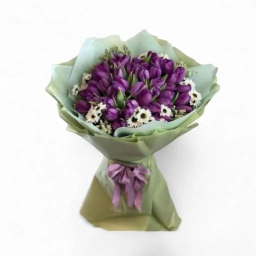 60 Purple Tulips Bouquet