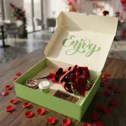 Valentine Vip Box Chocolate Coffee Cupcake and Roses