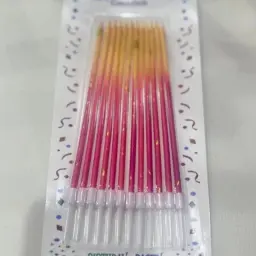 شموع طويلة أحمر وذهبي مع كارت