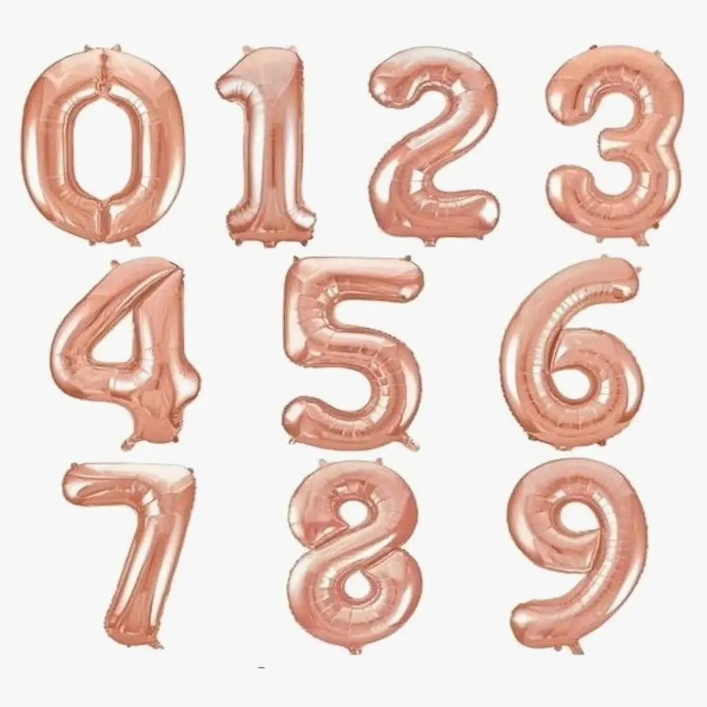 Rose Gold Numbers Helium Balloon