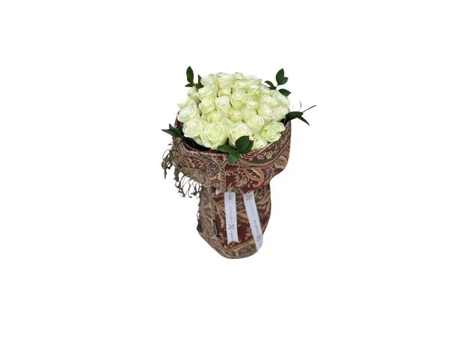 Kachmere scarf and white rose