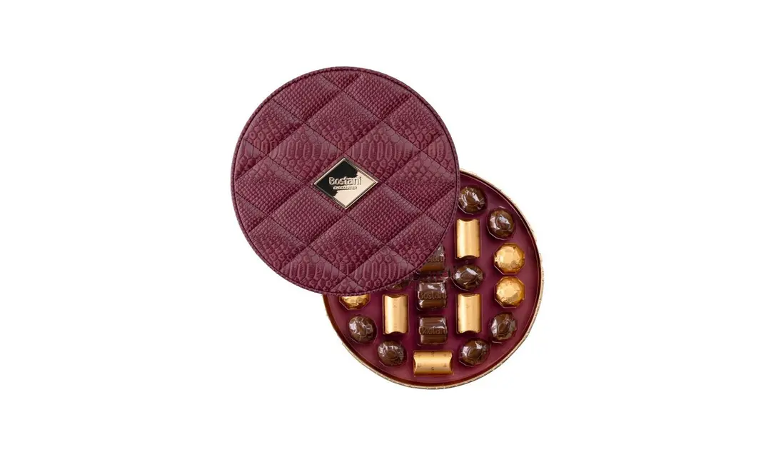 Maroon Round Leather Box – 24 PCS