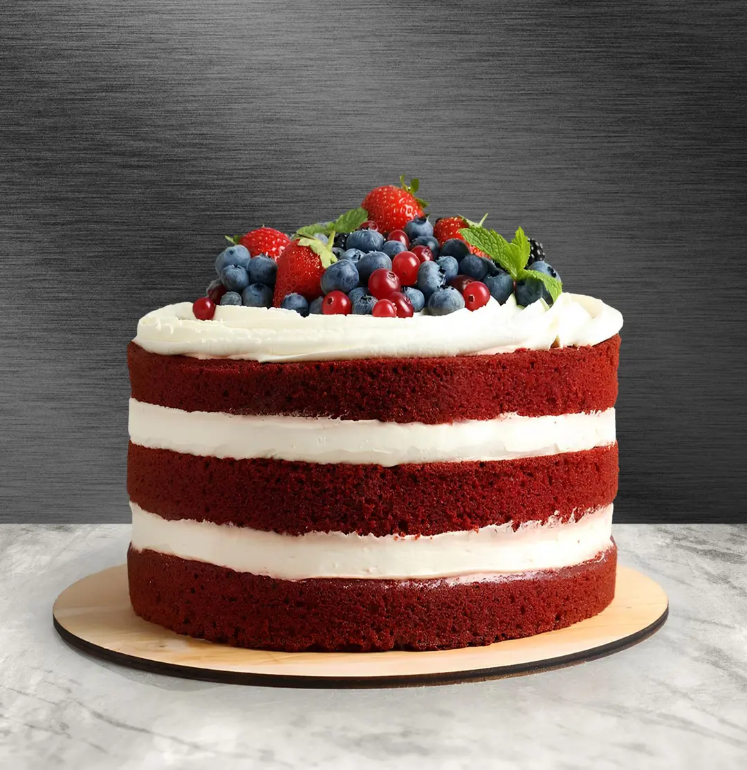 Red Velvet Cheese Cake with Berries on Top