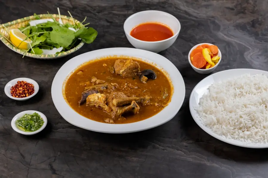 White Rice with Mutton Curry