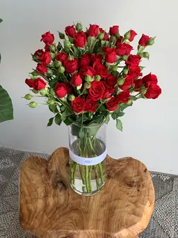 Red baby rose vase