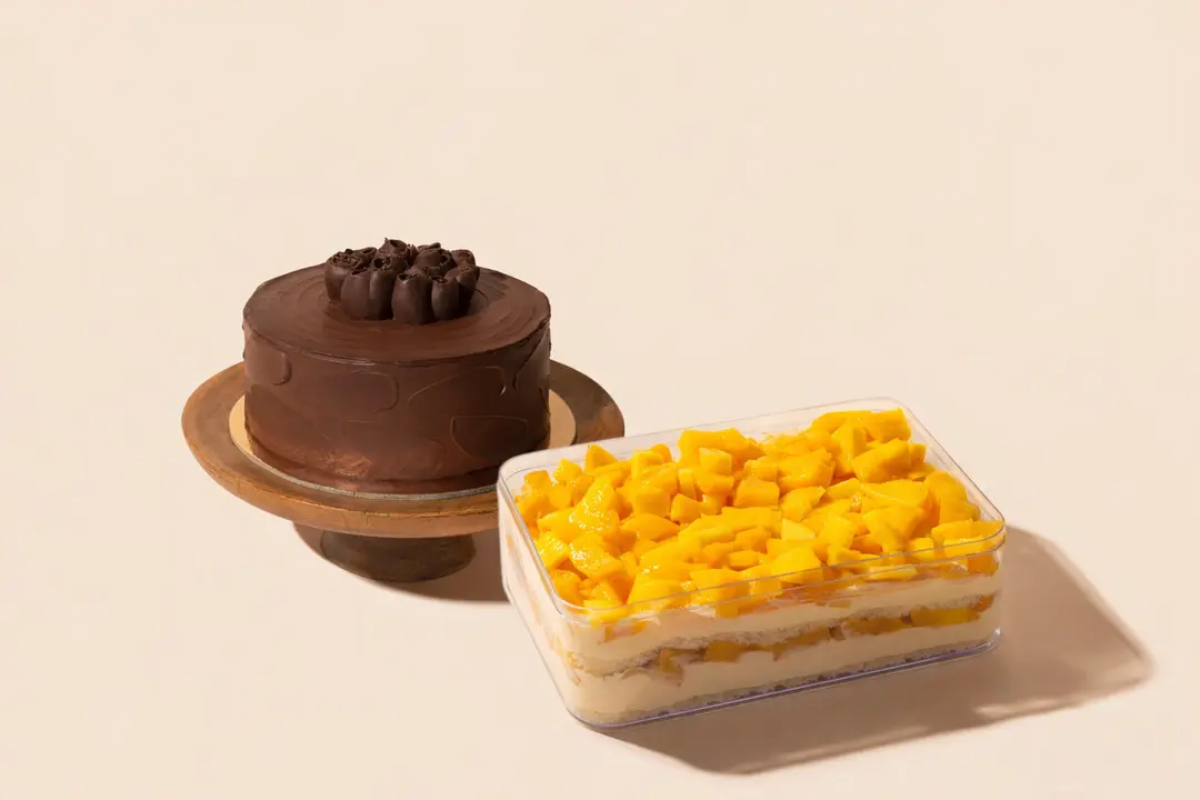 Chocolate Cake + Mango Pudding