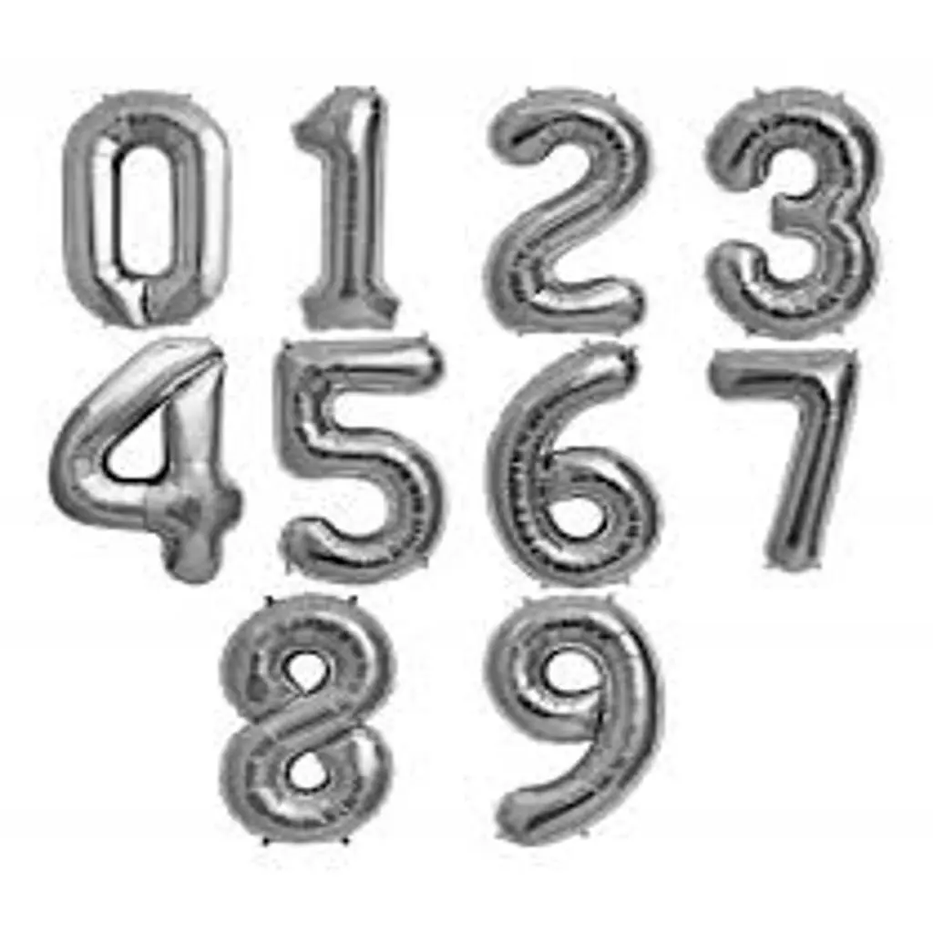 Silver Numbers Helium Balloon