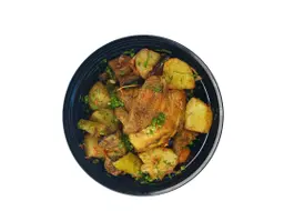 Oven-roasted half chicken and vegetables